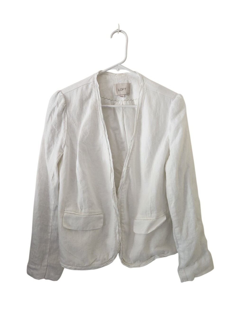 Ann Taylor Loft White Linen Jacket Blazer